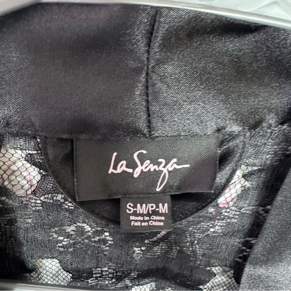 La senza robe kimono lace black tie up belt floral flowers mesh Lacey lounge - Picture 5 of 10